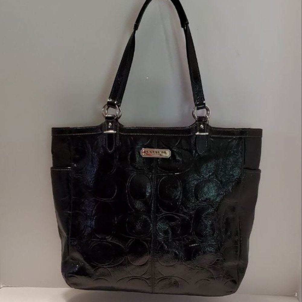 Coach 19818 Signature Gallery North South Embossed Patent Leather Tote